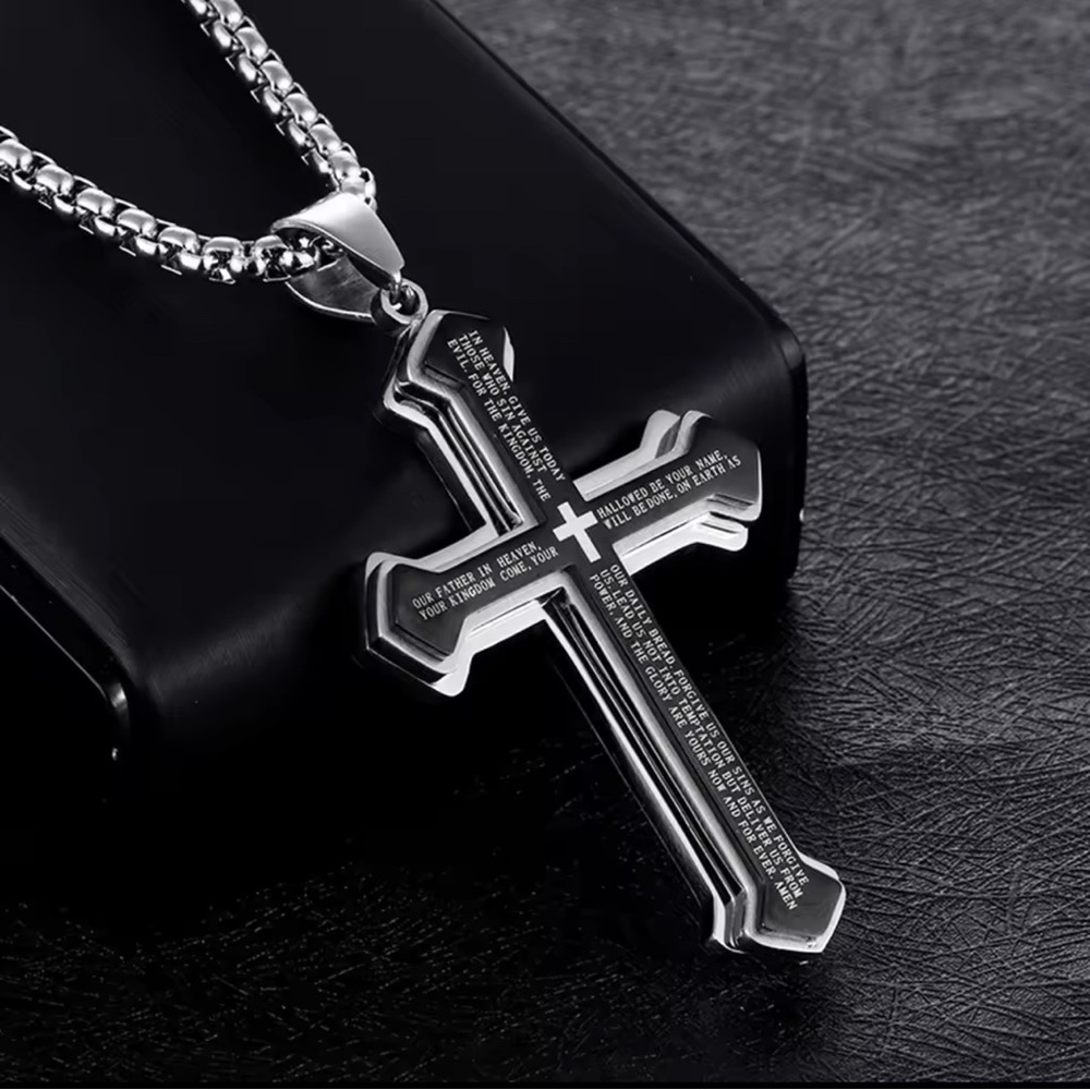 Men's Silver Cross Pendant Necklace